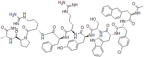 CAS 登录号:96394-82-0, 1-乙酰萘基-2-(4-氯苯丙氨酰)-3-色氨酰-6-精氨酰-7-苯丙氨酰-10-丙氨酰胺-LHRH