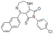 CAS 登录号：96935-47-6， 5-(2'-萘基)-7-4-氯苯基-(2,3,6,8-四氢)吡咯并[3,4-e][1,4]二氮杂卓-6-硫代-8-(1H,7H)酮