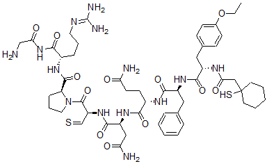 CAS 登录号：97747-93-8， (1-巯基环己烷乙酸)(1)-O-乙基-酪氨酰(2)-精氨酸加压素