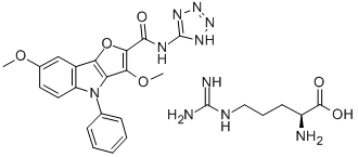 CAS#: 97958-08-2, L-Arginine, compd. with 3,7-dimethoxy-4-phenyl-N-1H-tetrazol-5-yl-4H-furo(3,2-b)indole-2-carboxamide