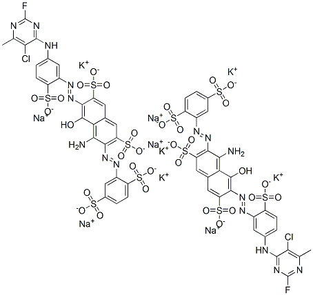 CAS#: 99129-26-7, 4-Amino-6-[[5-[(5-Chloro- 2-Fluoro-6-Methyl-4-Pyrimidinyl)Amino]-2-Sulfophenyl ]Azo]-3-[(2,5-Disulfophenyl)Azo]-5-Hydroxy-2,7-Naphthalenedisulfonic Acid Potassium Sodium Salt