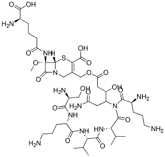 CAS#: 99332-95-3, (7S)-7-[[(R)-5-Amino-5-Carboxy-1-Oxopentyl]Amino]-7-Methoxy-3-[[[6-Amino-3-Hydroxy-4-(L-Seryl-L-Ornithyl-L-Valyl-L-Ornithyl-L-Valylamino)-1,6-Dioxohexyl]Oxy]Methyl]Cepham-3-Ene-4-Carboxylic Acid