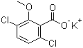 Dicamba potassium salt molecular structure (CAS 10007-85-9)