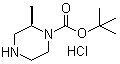 structure of CAS# 1000853-53-1, (2R)-2-Methyl-1-piperazinecarboxylic acid tert-butyl ester hydrochloride