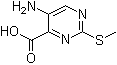 structure of CAS# 100130-05-0, 5-氨基-2-(甲硫基)嘧啶-4-羧酸