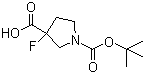 structure of CAS# 1001754-59-1, 1-(叔丁氧羰基)-3-氟吡咯烷-3-甲酸