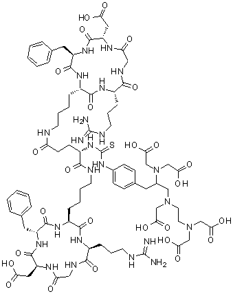 CAS # 1004322-97-7, 5,5'-[N-[[[4-[2-[Bis(carboxymethyl)amino]-3-[[2-[bis(carboxymethyl)amino]ethyl](carboxymethyl)amino]propyl]phenyl]amino]thioxomethyl]-L-glutamoyl]bis[cyclo(L-arginylglycyl-L-alpha-aspartyl-D-phenylalanyl-L-lysyl)]