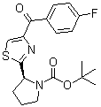 structure of CAS# 1005342-78-8, (2S)-2-[4-(4-氟苯甲酰基)-2-噻唑基]-1-吡咯烷羧酸叔丁酯
