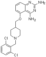structure of CAS# 1005504-62-0, 5-[[1-(2,6-二氯苄基)哌啶-4-基]甲氧基]喹唑啉-2,4-二胺
