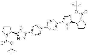 CAS 登录号：1007882-23-6, (2S,2'S)-2,2'-([1,1'-联苯]-4,4'-二基二-1H-咪唑-5,2-二基)二-1-吡咯烷羧酸 1,1'-二叔丁基酯