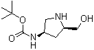 structure of CAS# 1009335-43-6, N-[(3R,5R)-5-(羟甲基)-3-吡咯烷基]氨基甲酸叔丁酯