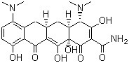 CAS 登录号：10118-90-8, 米诺环素, 二甲胺四环素, 7-二甲胺基-6-去甲基-6-去氧四环素, 4,7-双(二甲氨基)-1,4,4a,5,5a,6,11,12a-八氢-3,10,12,12a-四羟基-1,11-二氧-2-并四苯甲酰胺