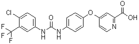 CAS # 1012058-78-4, 4-[4-[[[[4-Chloro-3-(trifluoromethyl)phenyl]amino]carbonyl]amino]phenoxy]-2-pyridinecarboxylic acid
