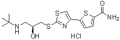 CAS 登录号：101540-26-5, (S)-5-[2-[[3-[(叔丁基)氨基]-2-羟基丙基]硫基]-4-噻唑基]-2-噻吩甲酰胺单盐酸盐