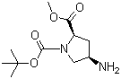 structure of CAS# 1018667-18-9, (2R,4R)-rel-4-Amino-1,2-pyrrolidinedicarboxylic acid 1-(tert-butyl) 2-methyl ester