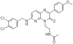 structure of CAS# 1018674-83-3, N-[2-[6-[[(3,4-二氯苯基)甲基]氨基]-2-(4-甲氧基苯基)-3-氧代-3,4-二氢吡啶并[2,3-b]吡嗪-4-基]乙基]乙酰胺