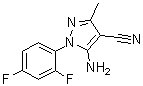 structure of CAS# 1020057-92-4, 5-Amino-1-(2,4-difluorophenyl)-3-methyl-1H-pyrazole-4-carbonitrile