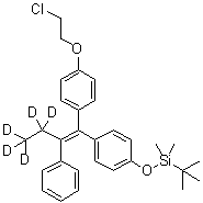 CAS # 1020719-26-9, 1-(2-Chloroethoxy)-4-[1-[4-[[(1,1-dimethylethyl)dimethylsilyl]oxy]phenyl]-2-phenyl-1-buten-1-yl-3,3,4,4,4-d<sub>5</sub>]benzene