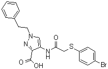 structure of CAS# 1021497-97-1, 4-[[2-(4-溴苯基硫基)乙酰基]氨基]-1-苯乙基-1H-吡唑-3-羧酸