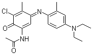 structure of CAS# 102387-48-4, N-[5-氯-3-[4-(二乙基氨基)-2-甲基苯基亚氨基]-4-甲基-6-氧代-1,4-环己二烯基]乙酰胺
