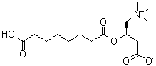 structure of CAS# 102636-81-7, (2R)-3-羧基-2-[(7-羧基-1-氧代庚基)氧基]-N,N,N-三甲基-1-丙铵内盐