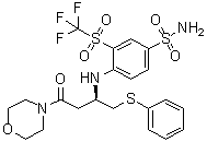 4-[[(1R)-3-(4-Morpholinyl)-3-oxo-1-[(phenylthio)methyl]propyl]amino]-3-[(trifluoromethyl)sulfonyl]benzenesulfonamide molecular structure (CAS 1027345-11-4)