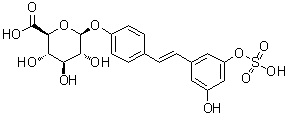 CAS 登录号：1028964-64-8, 4-[(1E)-2-[3-羟基-5-(磺基氧基)苯基]乙烯基]苯基 beta-D-吡喃葡糖苷酸