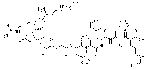 CAS 登录号：103412-36-8, N2-[N-[N-[N-[N-[N-[1-[1-(N2-D-精氨酰-L-精氨酰)-反式-4-羟基-L-脯氨酰]-L-脯氨酰]甘氨酰]-3-(2-噻吩基)-L-丙氨酰]-L-丝氨酰]-D-苯丙氨酰]-3-(2-噻吩基)-L-丙氨酰]-L-精氨酸