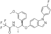 CAS # 1034148-04-3, 2,2,2-Trifluoro-N-[(1R,2S)-1-[1-(4-fluorophenyl)indazol-5-yl]oxy-1-(3-methoxyphenyl)propan-2-yl]acetamide