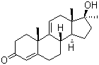 structure of CAS# 1039-17-4, 17beta-Hydroxy-17-methylandrosta-4,9(11)-dien-3-one