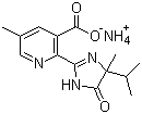 CAS # 104098-49-9, Imazapic-ammonium, 2-(4,5-Dihydro-4-methyl-4-(1-methylethyl)-5-oxo-1H-imidazol-2-yl)-5-methyl-3-pyridinecarboxylic acid monoammonium salt