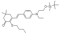 CAS # 1048688-74-9, 2-(Butylthio)-3-[(1E)-2-[4-[[2-[[(1,1-dimethylethyl)dimethylsilyl]oxy]ethyl]ethylamino]phenyl]ethenyl]-5,5-dimethyl-2-cyclohexen-1-one