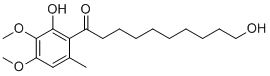structure of CAS# 104966-97-4, 10-羟基-1-(2-羟基-3,4-二甲氧基-6-甲基苯基)癸烷-1-酮