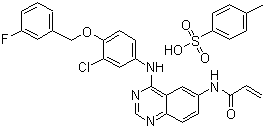 structure of CAS# 1050500-29-2, N-[4-[[3-氯-4-[(3-氟苯基)甲氧基]苯基]氨基]-6-喹唑啉基]-2-丙烯酰胺对甲苯磺酸盐