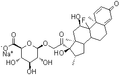 CAS # 105088-08-2, Dexamethasone beta-D-glucuronide sodium salt, (11beta,16alpha)-9-Fluoro-11,17-dihydroxy-16-methyl-3,20-dioxopregna-1,4-dien-21-yl beta-D-glucopyranosiduronic acid monosodium salt