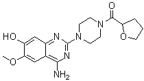 structure of CAS# 105356-90-9, [4-(4-Amino-7-hydroxy-6-methoxy-2-quinazolinyl)-1-piperazinyl](tetrahydro-2-furanyl)methanone