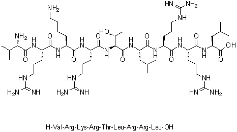 CAS # 105802-82-2, L-Valyl-L-arginyl-L-lysyl-L-arginyl-L-threonyl-L-leucyl-L-arginyl-L-arginyl-L-leucine