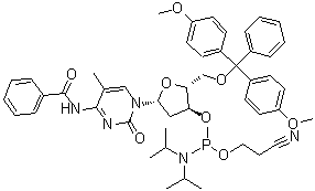 structure of CAS# 105931-57-5, N-苯甲酰基-5'-O-[二(4-甲氧基苯基)苯基甲基]-2'-脱氧-5-甲基-胞苷 3'-[2-氰基乙基 N,N-二异丙基亚磷酰胺]