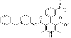 CAS 登录号：105979-17-7, 贝尼地平, (+/-)-(R*)-3-((R*)-1-苄基-3-哌啶基)-5-甲基-1,4-二氢-2,6-二甲基-4-(3-硝基苯基)-3,5-吡啶二甲酸酯