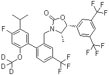 CAS # 1061715-90-9, (4S,5R)-5-[3,5-Bis(trifluoromethyl)phenyl]-3-[[4'-fluoro-2'-(methoxy-d<sub>3</sub>)-5'-(1-methylethyl)-4-(trifluoromethyl)[1,1'-biphenyl]-2-yl]methyl]-4-methyl-2-oxazolidinone