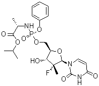CAS # 1064684-44-1, N-[(2'R)-2'-Deoxy-2'-fluoro-2'-methyl-P-phenyl-5'-uridylyl]-L-alanine 1-methylethyl ester, PSI 7851