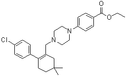 CAS 登录号：1065604-70-7, 4-[4-[[2-(4-氯苯基)-5,5-二甲基环己-1-烯基]甲基]哌嗪-1-基]苯甲酸乙酯