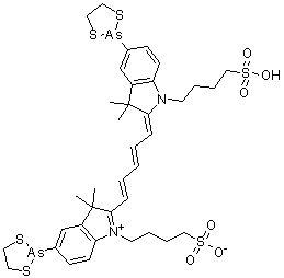 CAS 登录号：1069134-33-3, 5-(1,3,2-二硫杂砷戊环-2-基)-2-[(1E,3E,5E)-5-[5-(1,3,2-二硫杂砷戊环-2-基)-1,3-二氢-3,3-二甲基-1-(4-磺基丁基)-2H-吲哚-2-亚基]-1,3-戊二烯-1-基]-3,3-二甲基-1-(4-磺基丁基)-3H-吲哚鎓内盐