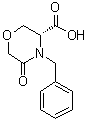 CAS # 106973-36-8, (3R)-4-Benzyl-5-oxomorpholine-3-carboxylic acid, (3R)-4-Benzyl-5-oxomorpholine-3-carboxylic acid, (3R)-5-Oxo-4-(phenylmethyl)-3-morpholinecarboxylic acid