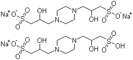 structure of CAS# 108321-08-0, Piperazine-N,N'-bis(2-hydroxypropanesulfonic acid) sesquisodium salt
