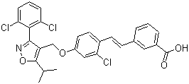 CAS 登录号：1089660-72-9, 3-[(1E)-2-[2-氯-4-[[3-(2,6-二氯苯基)-5-(1-甲基乙基)-4-异恶唑基]甲氧基]苯基]乙烯基]苯甲酸