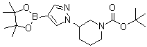 structure of CAS# 1092563-74-0, 3-[4-(4,4,5,5-四甲基-1,3,2-二氧硼杂环戊烷-2-基)-1H-吡唑-1-基]-1-哌啶羧酸叔丁酯