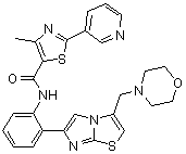 structure of CAS# 1093403-33-8, 4-甲基-N-[2-[3-(吗啉基甲基)咪唑并[2,1-b]噻唑-6-基]苯基]-2-(吡啶-3-基)噻唑-5-甲酰胺