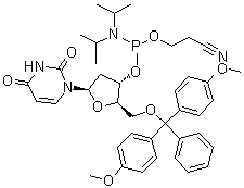 CAS 登录号：109389-30-2, 5'-O-(4,4'-二甲氧基三苯甲基)-2'-脱氧尿苷-3'-O-[O-(2-氰基乙基)-N,N'-二异丙基亚磷酰胺]