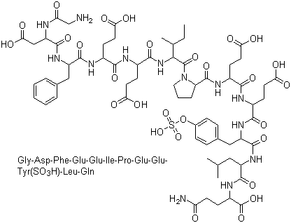 structure of CAS# 109528-49-6, 甘氨酰-天冬氨酰-苯丙氨酰-谷氨酰-谷氨酰-异亮氨酰-脯氨酰-谷氨酰-谷氨酰-硫酸化酪氨酰-亮氨酰-谷氨酰胺